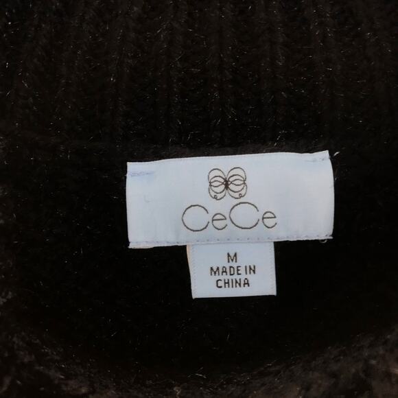 Cece Black Ball Sleeves Knitted Sweater Medium NWT - Picture 5 of 5